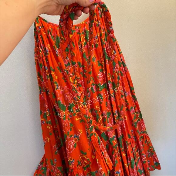 Rhode Resort Red Dazzle Floral Nala Braid Tropical Belted Mini Dress XS - Picture 8 of 13